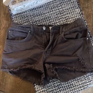 Billabong Black Jean Shorts with Frayed Edges and Casual Style